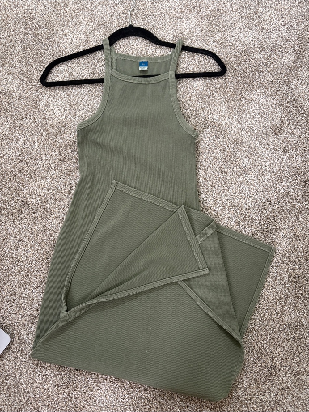 Old Navy Olive Green Ribbed Slit Dress